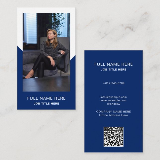 Cartão De Visita Navy Photo Business Card for Creative Profession (Frente/Verso)