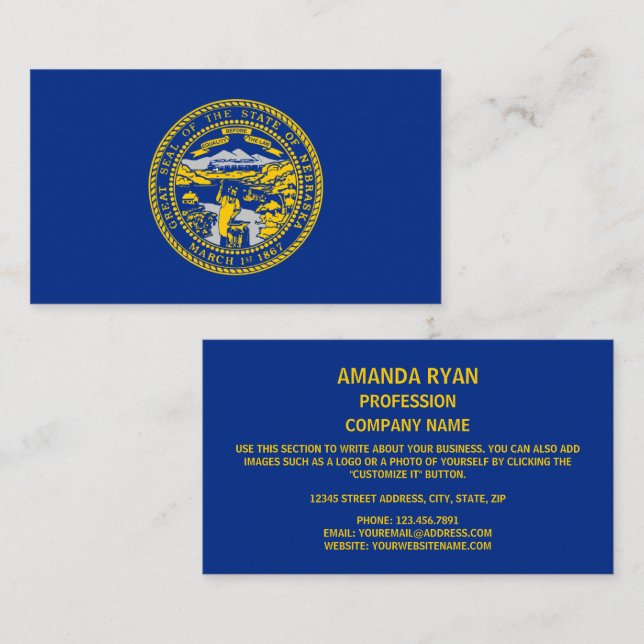 Cartão De Visita Nebraska Flag, Flag do Nebraska (Frente/Verso)