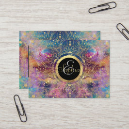 Cartão De Visita Nebulosa Colorida Dourada de Mandala