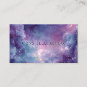 Cartão De Visita Nebulosa Galáxia Celestial Aquarela Brilho Dourado