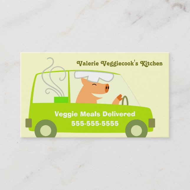 Cartão De Visita Negócio da entrega da refeição do vegetariano (Frente)