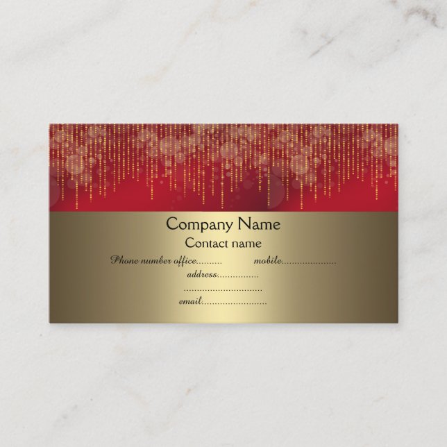 Cartão De Visita negócio de ouro brilhante vermelho (Frente)