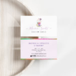 Cartão De Visita negócio de pastelaria personalizada com script ele<br><div class="desc">um design de logotipo colorido com flores roxas e roteiro. O texto e as cores podem ser personalizados.</div>