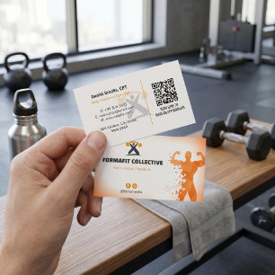 Cartão De Visita Negócio de Personal Trainer Laranja Branco