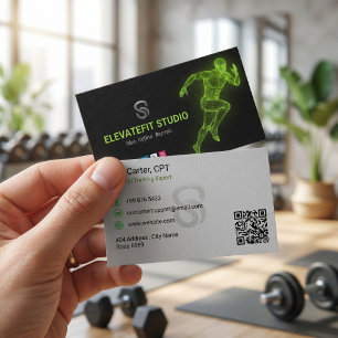 Cartão De Visita Negócio de Personal Trainer   Preto Verde