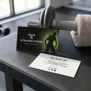 Cartão De Visita Negócio de Treinador de Fitness Músculo Preto