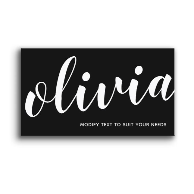 Cartão De Visita Negócios de Caligrafia Manuscrita em Preto Negrito (Criador carregado)