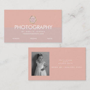 Cartão De Visita Negócios de Fotografia Blush Cor-de-Rosa Colorbloc
