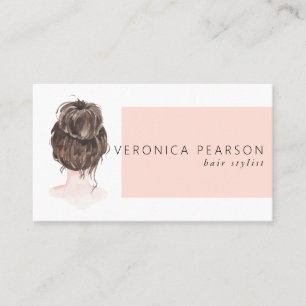 Cartão De Visita Negócios de Ilustração de Cabelo de Moda Aquática