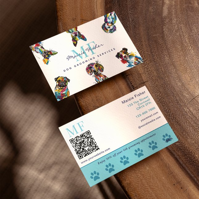 Cartão De Visita Negócios de QR Code e Recompensa de Fidelidade par (Criador carregado)