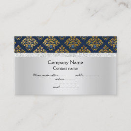 Cartão De Visita Negócios de semirbrilho elegante com padrão azul