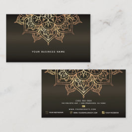 Cartão De Visita Negócios de Spa Holístico Mandala Marrom e Dourado