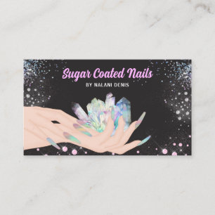 Cartão De Visita Negócios do bonito Holographic Glitter Unhas