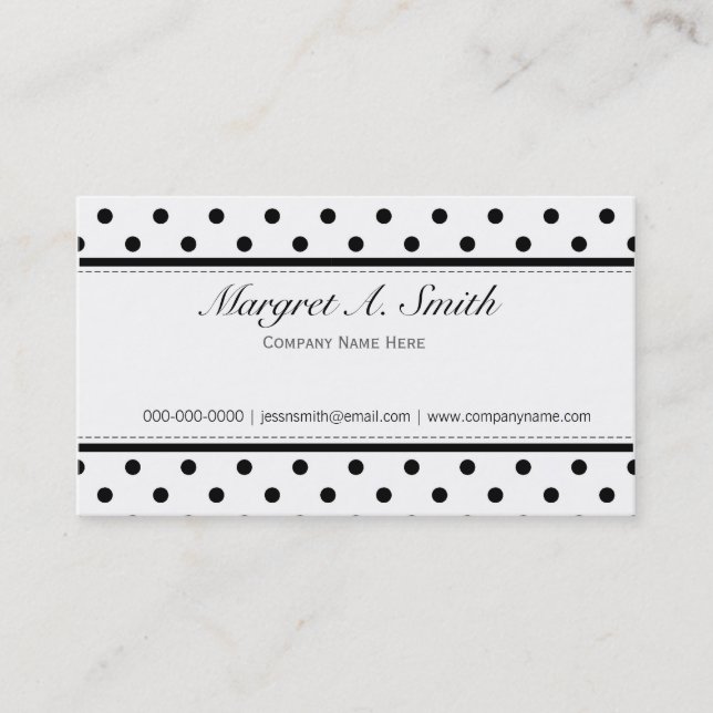 Cartão De Visita Negócios elegantes, bonitos e clássicos de bolinha (Frente)