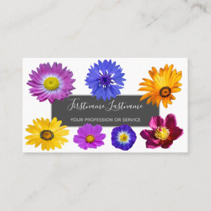 Cartão De Visita Negócios elegantes de buquê de flores coloridas