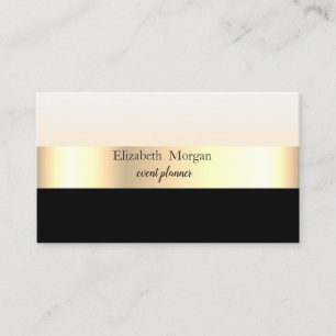 Cartão De Visita Negra-Na moda com faixa Elegante Moderna, Dourada