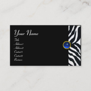 Cartão De Visita NEGRO BRANCO BRANCO, ZEBRA FUR MONOGRAMA, Sapphire