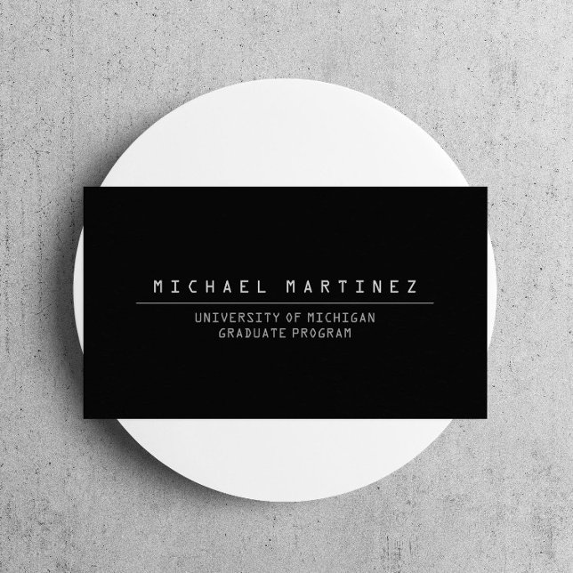 CARTÃO DE VISITA NEGRO DE ESTUDANTE DA UNIVERSIDAD (Criador carregado)