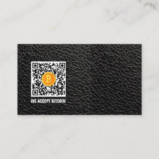 Cartão De Visita negro Leather aceita bitmoney moderno
