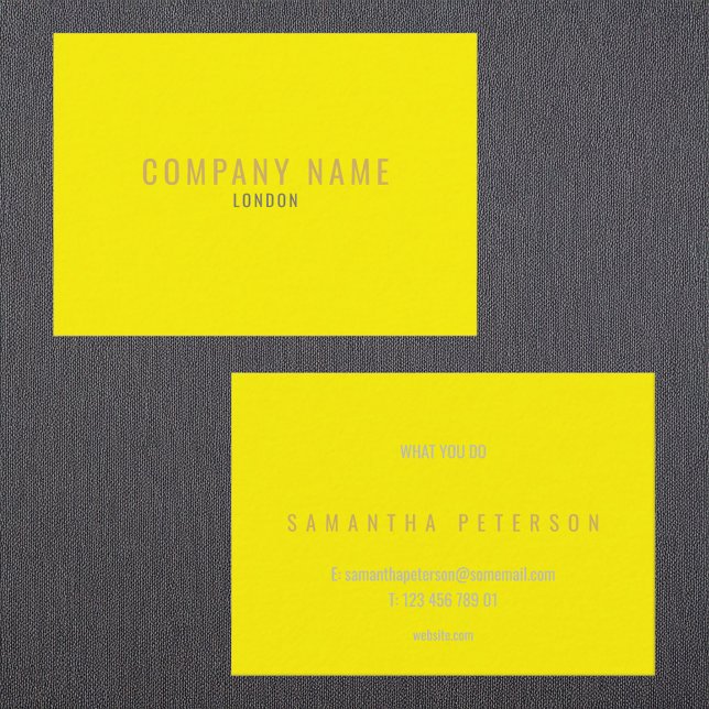 Cartão De Visita Néon amarelo-claro e ouro (Bright yellow neon and gold business card.)