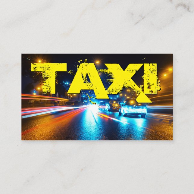 Cartão De Visita Néon da cidade de TXI amarelo acende taxista (Frente)