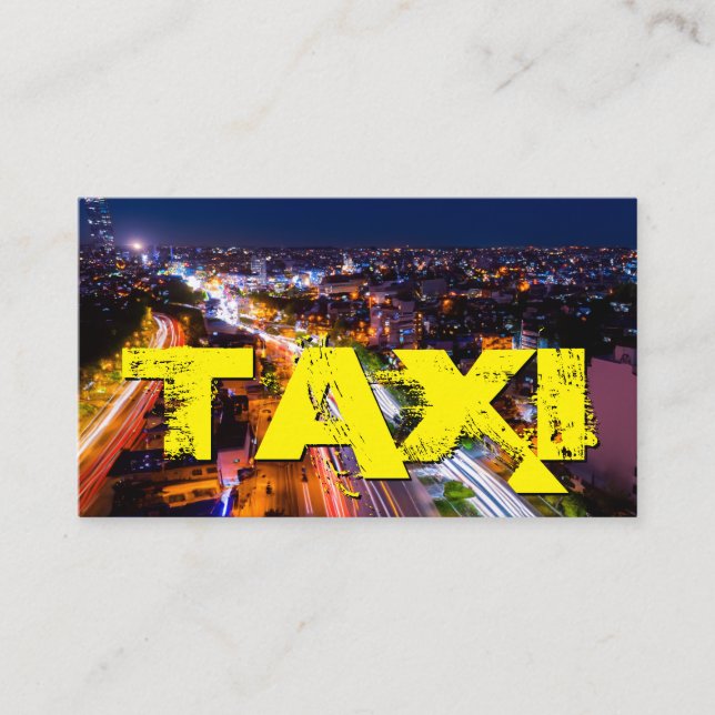 Cartão De Visita Néon da cidade de TXI amarelo acende taxista (Frente)