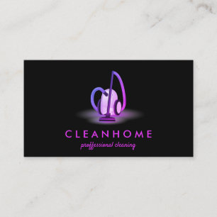 Cartão De Visita Néon de limpeza de vácuo