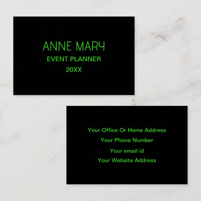 Cartão De Visita Neon Green Black Custom Color Professional (Frente/Verso)