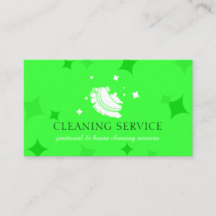 Cartão De Visita Neon Green Bubble Housekeeper Clearing Washing