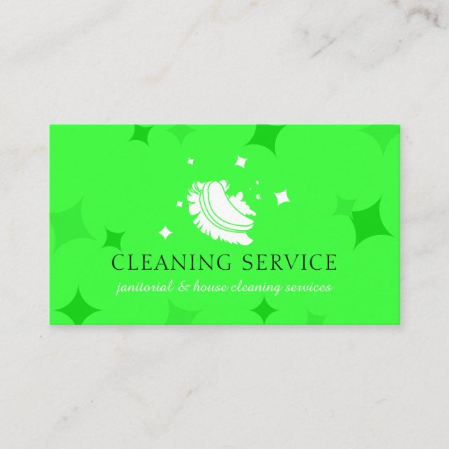 Cartão De Visita Neon Green Bubble Housekeeper Clearing Washing (Frente)