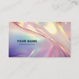 Cartão De Visita Neon Holographic Liquid Textures QR Code