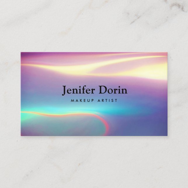 Cartão De Visita Neon Holographic Modern Texturas QR Code (Frente)