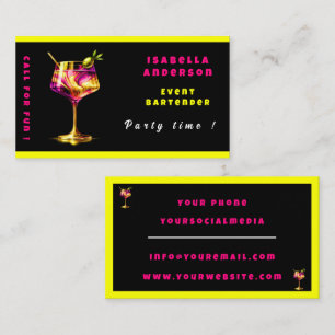 Cartão De Visita Neon Modern Party Time Personalizado Professional