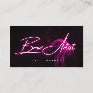 Cartão de Visita Neon Rosa Tipografia Brow Artist