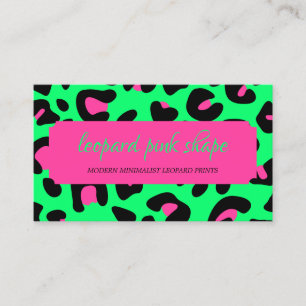 Cartão De Visita Neon Verde Rosa Leopardo