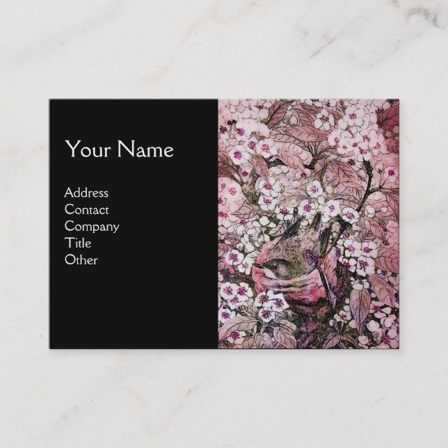 Cartão De Visita NEST DO PÁSSARO,monograma,vermelho-rosa preto (Frente)