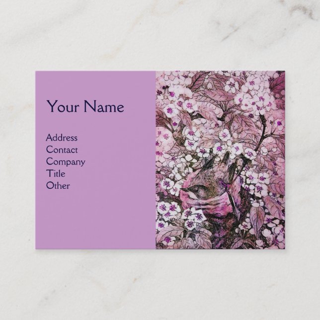 Cartão De Visita NEST DO PÁSSARO,monograma,violeta branca rosa (Frente)