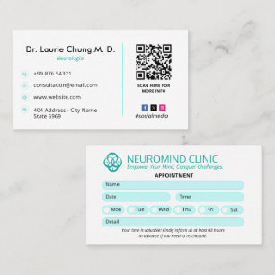 Cartão De Visita Neurologia Empresa Clínica   Limpar Compromisso