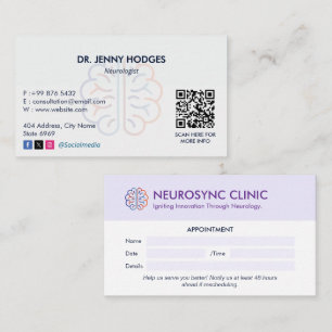 Cartão De Visita Neurologia Empresa Clínica   Limpar Compromisso