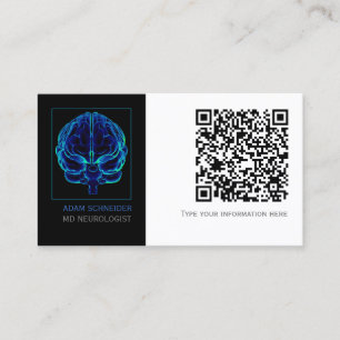 Cartão De Visita Neurologista Blue Brains Medicina CÓDIGO QR Empre