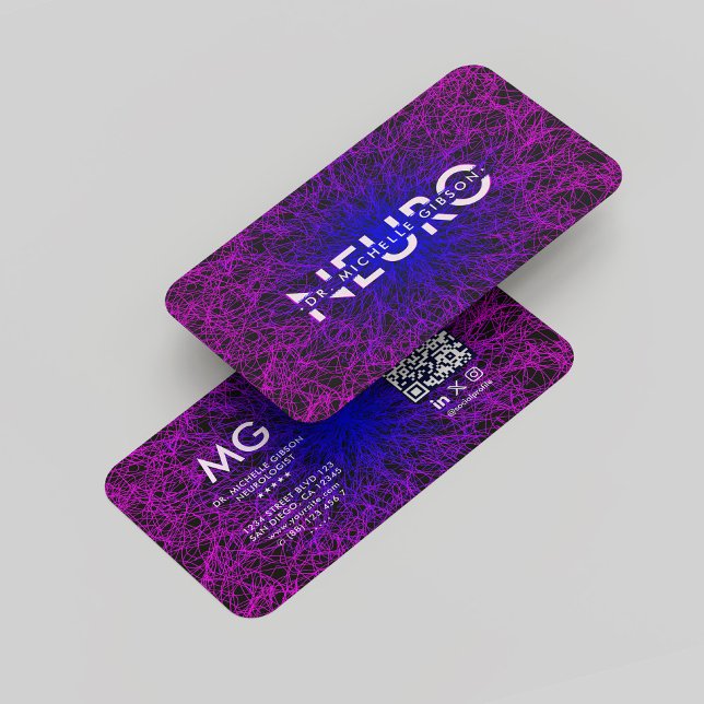 Cartão De Visita Neurologista moderno Neurocientista Psicólogo (Modern Neurologist Neuroscientist Psychologist Purple Neuron Business Card
)