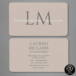 Cartão De Visita Neutral Classic Taupe Monogram Business Card