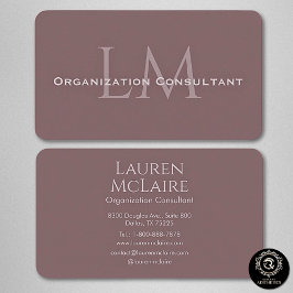 Cartão De Visita Neutral Mauve Taupe Monogram Business Card