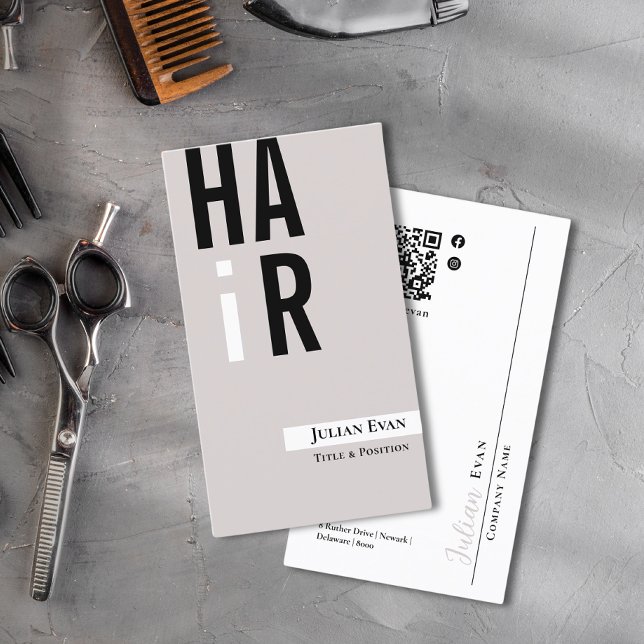 Cartão de visita Neutro de Cabeleireiro bege Simpl (Simple Beige Hairdresser Neutral Business Card)