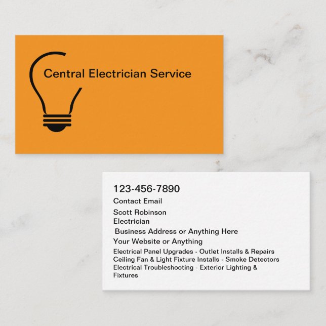 Cartão De Visita New Modern Electrician Service Business Cards (Frente/Verso)
