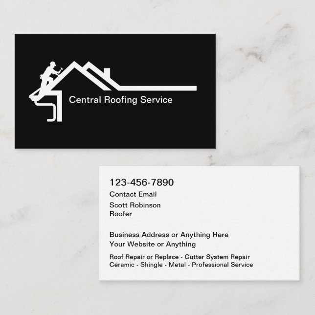 Cartão De Visita New Modern Roofing Service Business Cards (Frente/Verso)