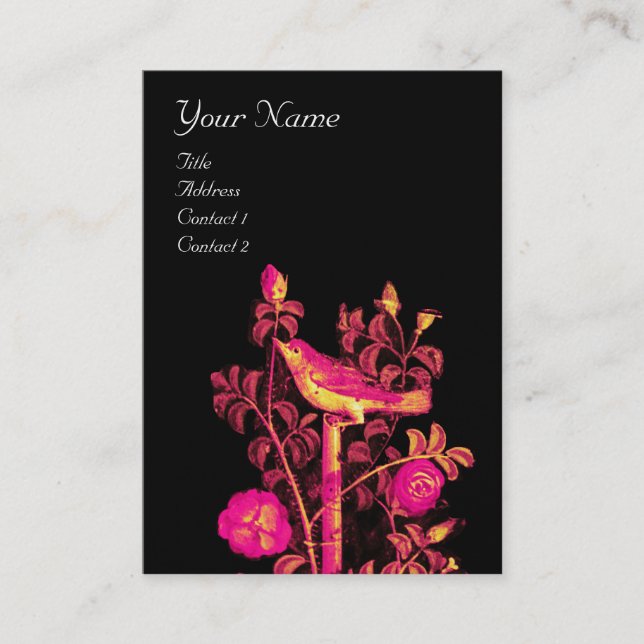 Cartão De Visita NIGHTINGALE COM MONOGRAMA ROSA, Pérola Preta Rosa (Frente)