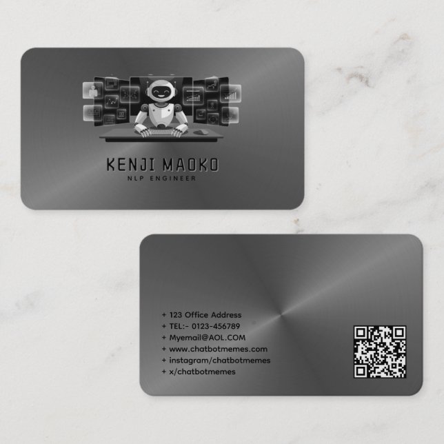 Cartão De Visita NLP do Engenheiro AI Conversacional do Desenvolved (Frente/Verso)