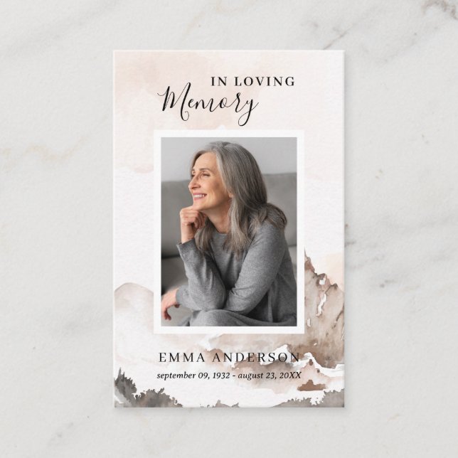 Cartão De Visita No Loving Memory Photo Funeral Prayer Card (Frente)