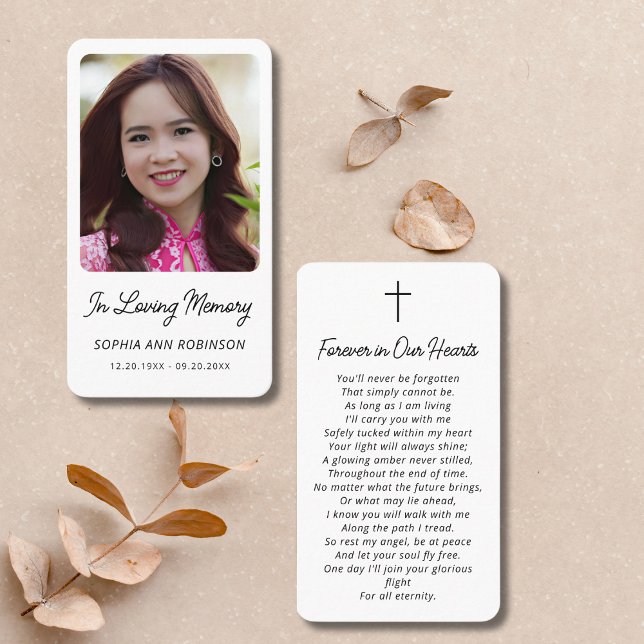 Cartão De Visita No Loving Memory Photo Funeral Prayer Card (Criador carregado)